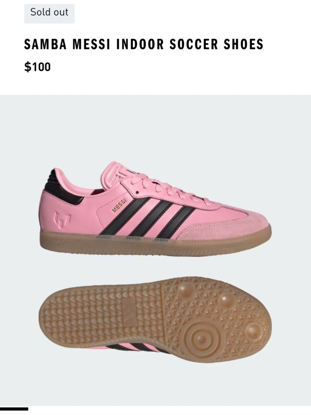 Adidas Samba Messi Indoor Soccer Shoes - Pink/Black M11.5